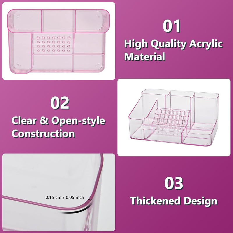 CGBE Nail Drill Holder, 28 Holes Transparent Acrylic Drill Bit Holder for Nails, Professional Nail Tool Organizer and Nail Desk Organizer -Pink (Not Including Nail Drill Machine & Bit) - Image 3